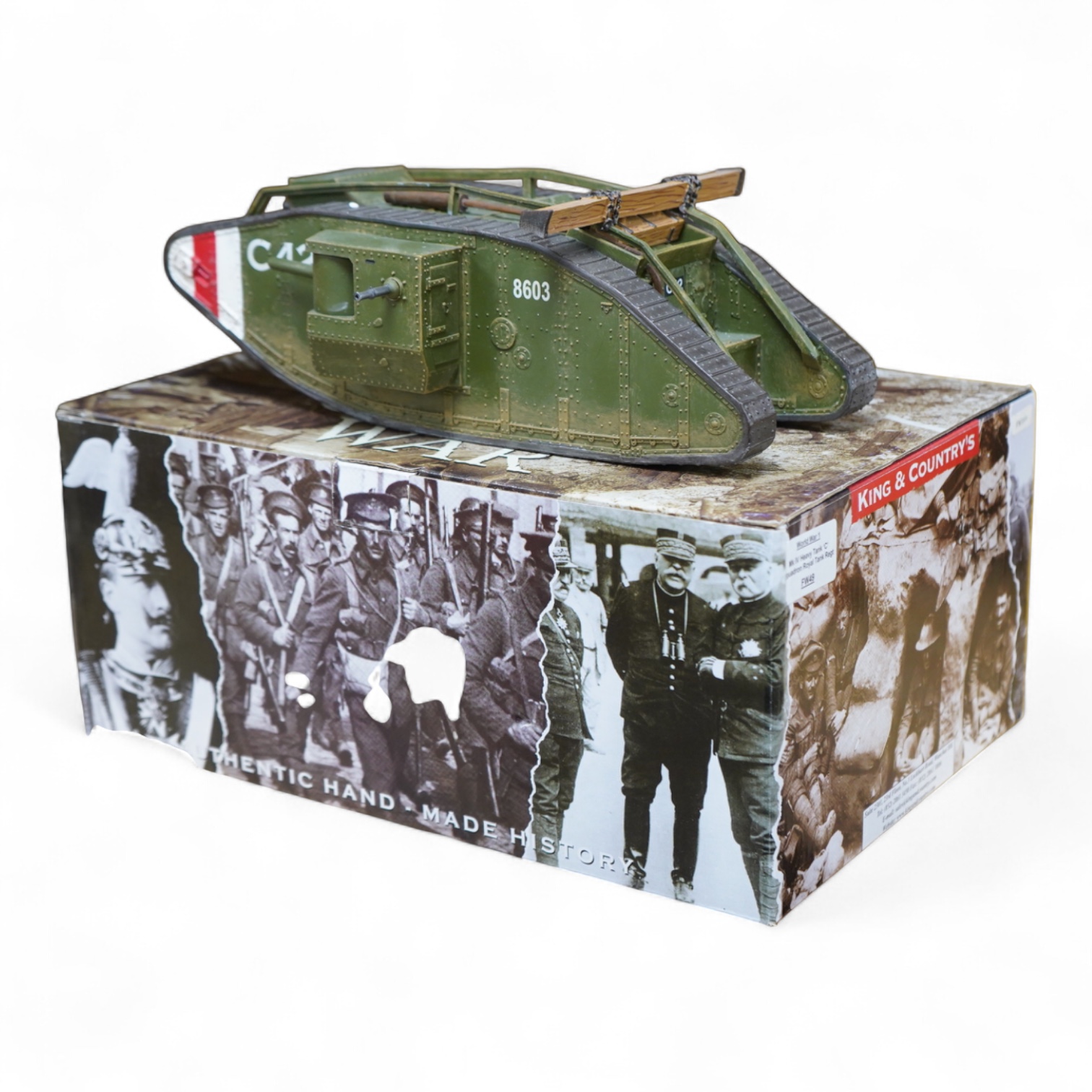 A boxed King & Country First World War Mk.IV Heavy Tank ‘C’ Squadron Royal Tank Regt. (FW49), from The Great War series
